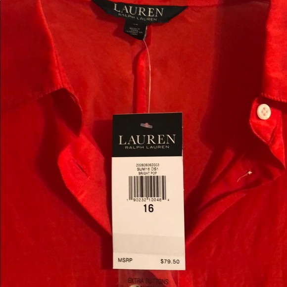 Sheer orange 3/4 length sleeves blouse. - Picture 2 of 3